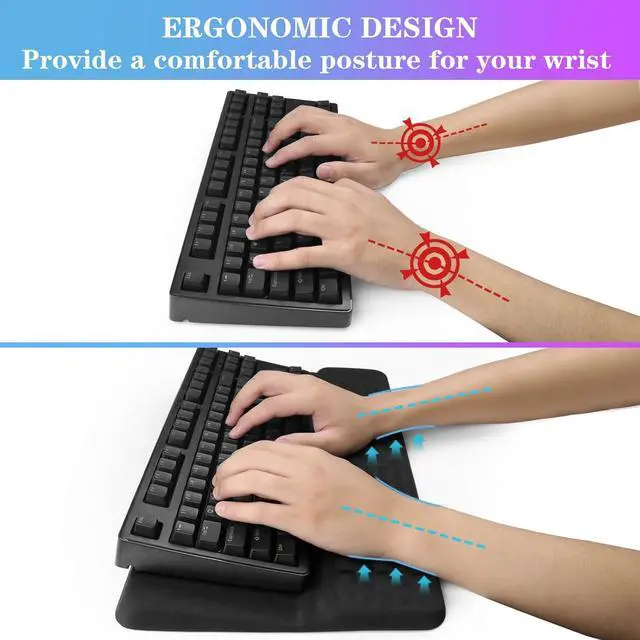 Alt view image 3 of 7 - Computer Keyboard Stand with Wrist Rest Ergonomic Tilted Keyboard Holder - Keyboard Riser with Wrist Pad - Keyboard Tray Support for Office Home - Black