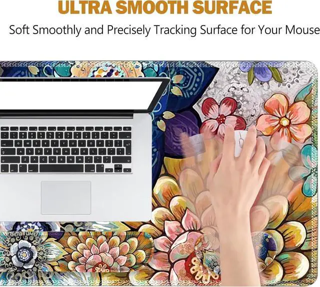 Alt view image 6 of 7 - Extended Gaming Mouse Pad Memory Foam Ergonomic Keyboard Mouse Wrist Rest Support Set Large Desk Mat with Stitched Edges Non-Slip Base Mousepad for Home Office Game Colorful Flower