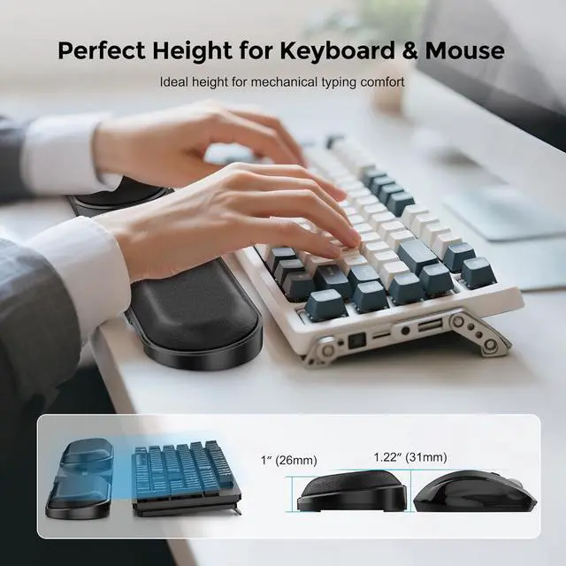Alt view image 2 of 7 - Keyboard Wrist Rest  Adjustable Angle & 25-Inch Length Foldable Ergonomic Memory Foam Support for Computer Laptop & Gaming  Non-Slip Relieves Forearm & Elbow Pain for Typing & Mouse Use