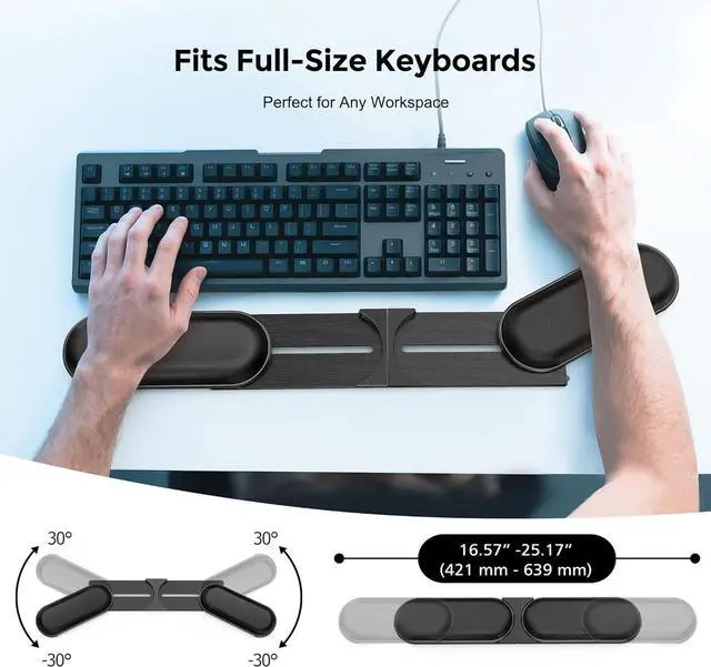 Alt view image 5 of 7 - Keyboard Wrist Rest  Adjustable Angle & 25-Inch Length Foldable Ergonomic Memory Foam Support for Computer Laptop & Gaming  Non-Slip Relieves Forearm & Elbow Pain for Typing & Mouse Use