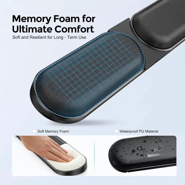 Alt view image 6 of 7 - Keyboard Wrist Rest  Adjustable Angle & 25-Inch Length Foldable Ergonomic Memory Foam Support for Computer Laptop & Gaming  Non-Slip Relieves Forearm & Elbow Pain for Typing & Mouse Use