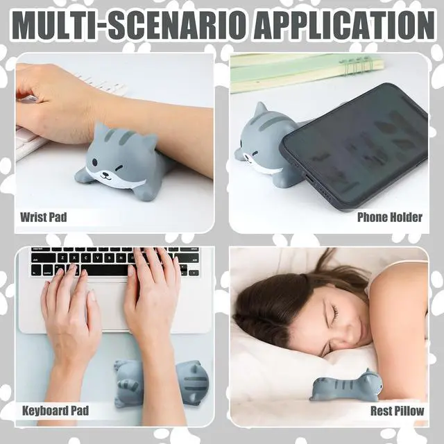 Alt view image 4 of 7 - 2 Pcs Cat Wrist Rest Support for Mouse Cute Wrist Rest Keyboard Computer Kawaii Mouse Pad Pet Shape Arm Foam Non Slip Cat Desk Accessories for Women Office Supplies Cushion Computer