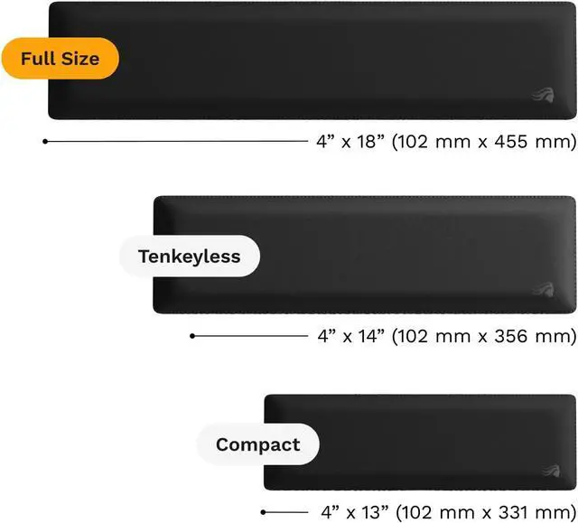 Alt view image 4 of 4 - Gaming Padded Keyboard Wrist Rest (Full Size 25mm Thick) - Anti-Fray Stitched Edges Smooth Cloth Surface Anti-Slip Rubber Base Medium Firmness 440 x 100 x 25mm - Black