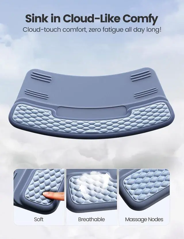 Alt view image 7 of 7 - Wrist Rest with Keyboard Stand Computer Wrist Support Pad Ergonomic Keyboard Riser Holder Lift Tray with Wrist Pad Soft Memory Foam Desk Cushion Palm Hand Typing for Office Home Gift-Blue