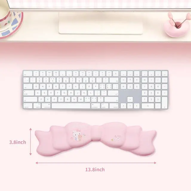 Alt view image 2 of 7 - Memory Foam Bowknot Wrist Rest Non-Slip Rubber Base Keyboard Wrist Rest for Gaming or Home Office Work - FlowerCat