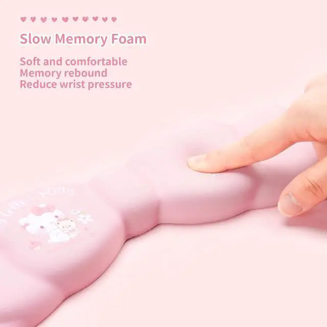 Alt view image 4 of 7 - Memory Foam Bowknot Wrist Rest Non-Slip Rubber Base Keyboard Wrist Rest for Gaming or Home Office Work - FlowerCat