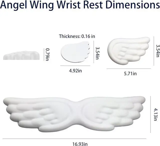 Alt view image 2 of 7 - Angel Wing Wrist Rest Cute Wrist Rest for Keyboard and Mouse Hand Rests Set Include Ergonomic Keyboard & Mouse Hand Rest and Coaster Filled Resilient Memory Foam for Work Study Gaming (White)