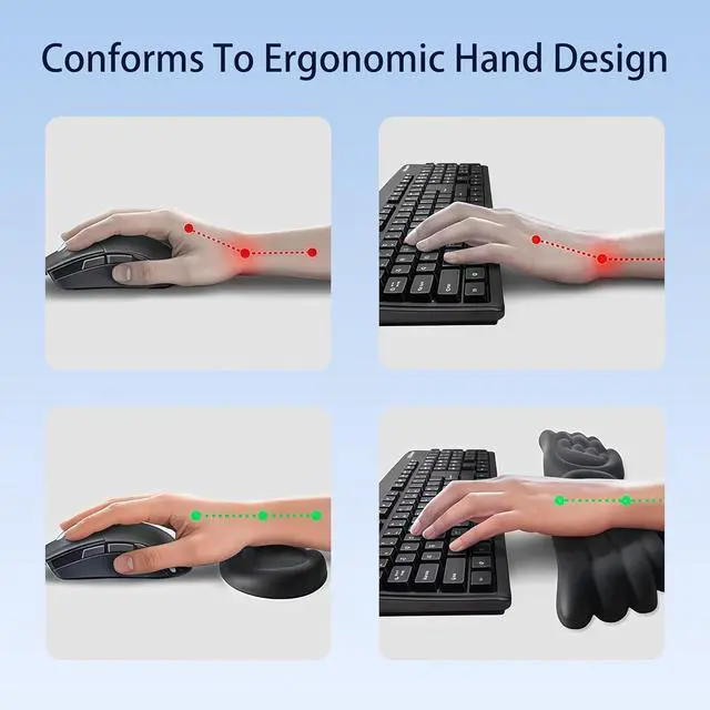 Alt view image 4 of 7 - Angel Wing Wrist Rest Cute Wrist Rest for Keyboard and Mouse Hand Rests Set Include Ergonomic Keyboard & Mouse Hand Rest and Coaster Filled Resilient Memory Foam for Work Study Gaming (White)