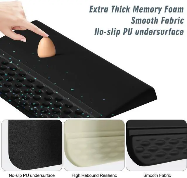 Alt view image 4 of 7 - Computer Keyboard Stand with Wrist Rest Comfy Ergonomic Tilted Keyboard Holder Keyboard Tray Support for Office Home (Blue Starry Sky)