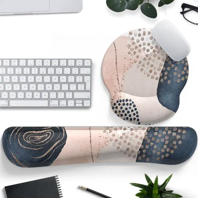 Main image of Ergonomic Boho Mouse Pad with Wrist Support Gel and Keyboard Wrist Rest Non-Slip Pu Base Gaming Kawaii Cute Mouse Pad for Boho Office Decor Easy Typing & Pain Relief