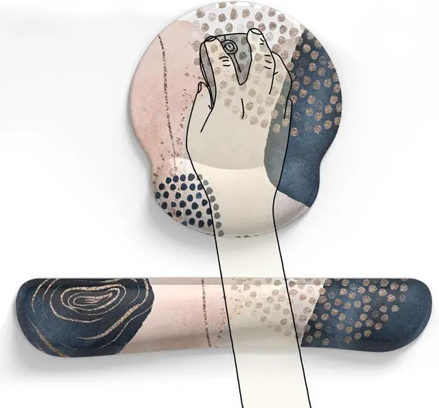 Alt view image 5 of 6 - Ergonomic Boho Mouse Pad with Wrist Support Gel and Keyboard Wrist Rest Non-Slip Pu Base Gaming Kawaii Cute Mouse Pad for Boho Office Decor Easy Typing & Pain Relief