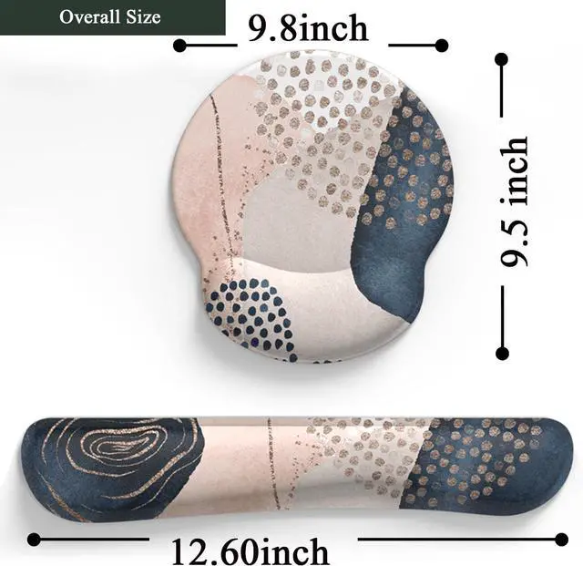 Alt view image 4 of 6 - Ergonomic Boho Mouse Pad with Wrist Support Gel and Keyboard Wrist Rest Non-Slip Pu Base Gaming Kawaii Cute Mouse Pad for Boho Office Decor Easy Typing & Pain Relief