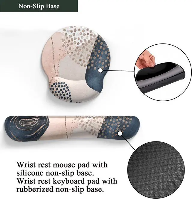 Alt view image 6 of 6 - Ergonomic Boho Mouse Pad with Wrist Support Gel and Keyboard Wrist Rest Non-Slip Pu Base Gaming Kawaii Cute Mouse Pad for Boho Office Decor Easy Typing & Pain Relief