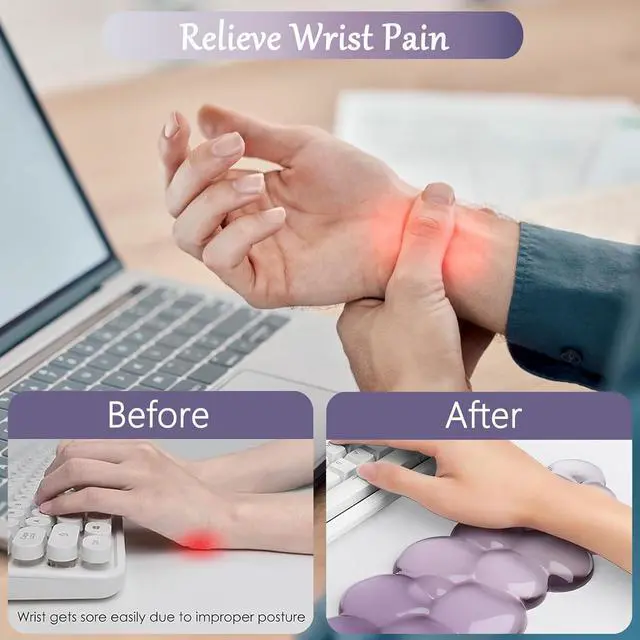 Alt view image 5 of 7 - Gel Cloud Wrist Rest for Keyboard and Mouse Gradient Purple Clear Keyboard Wrist Rest Transparent Ergonomic Cute Mouse Wrist Pad Silicone Non-Slip Wrist Pad for Computer Gaming Laptop Home Office