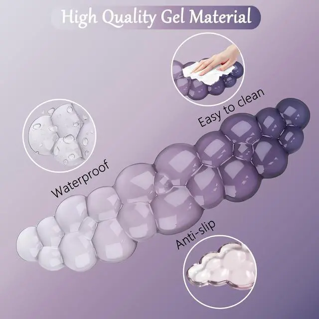 Alt view image 7 of 7 - Gel Cloud Wrist Rest for Keyboard and Mouse Gradient Purple Clear Keyboard Wrist Rest Transparent Ergonomic Cute Mouse Wrist Pad Silicone Non-Slip Wrist Pad for Computer Gaming Laptop Home Office
