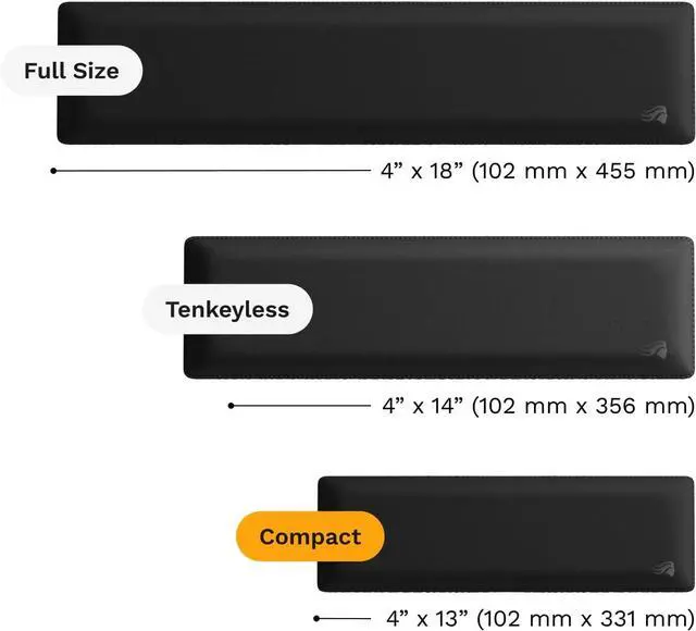 Alt view image 4 of 4 - Gaming Padded Keyboard Wrist Rest (Compact 25mm Thick) - Anti-Fray Stitched Edges Smooth Cloth Surface Anti-Slip Rubber Base Medium Firmness 300 x 100 x 25mm - Black