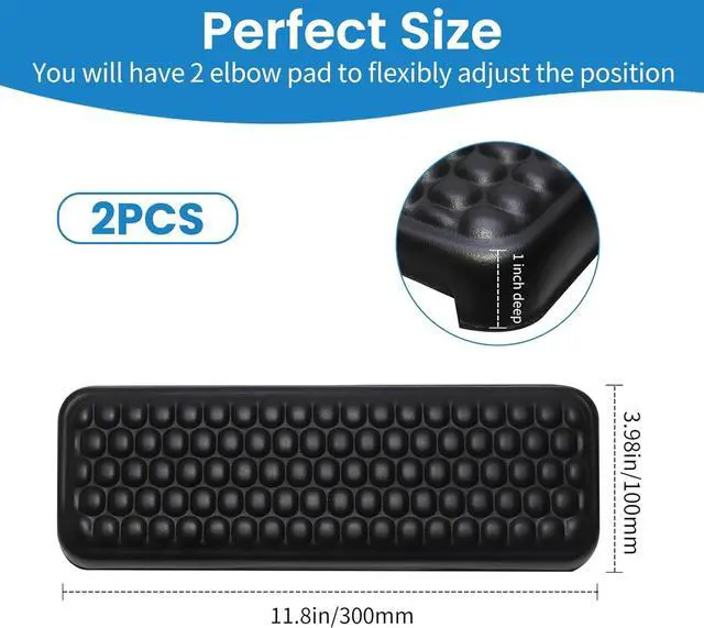 Alt view image 2 of 6 - L-Shaped Desk Elbow Pad for Desk 2-Piece Ergonomic Desk Edge Cushion PU Leather Elbow Support Padding with Non-Slip Wrist Comfort Support for Office Home Office Desk Accessories