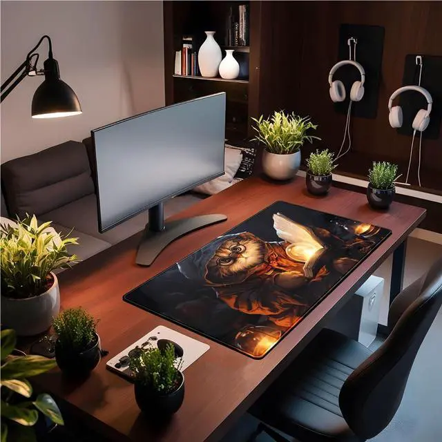 Alt view image 3 of 7 - Magical Cat Desk Mouse Mat Black Vintage Desk Pad Playmat for MTG Large Mousepad Gaming Deskpad XXL Keyboard Mouse Pad Full Desktop Mat Desk Cover Mat for Work Office Home (31.5x15.7 in)