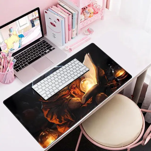Alt view image 7 of 7 - Magical Cat Desk Mouse Mat Black Vintage Desk Pad Playmat for MTG Large Mousepad Gaming Deskpad XXL Keyboard Mouse Pad Full Desktop Mat Desk Cover Mat for Work Office Home (31.5x15.7 in)