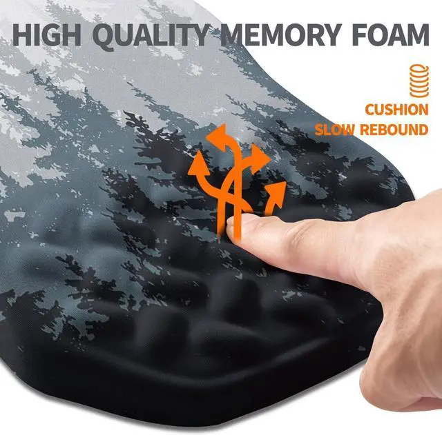 Alt view image 3 of 6 - Ergonomic Slope Mouse Pad Wrist Support Wrist Rest Mousepad for Carpal Tunnel Pain Relief with Massage Bulge and Slow Rebound Memory Foam (12x8 inch Forest)