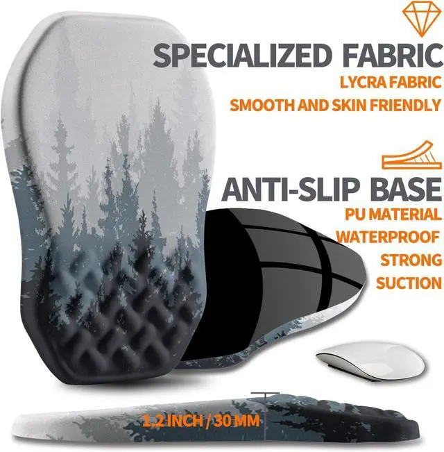 Alt view image 6 of 6 - Ergonomic Slope Mouse Pad Wrist Support Wrist Rest Mousepad for Carpal Tunnel Pain Relief with Massage Bulge and Slow Rebound Memory Foam (12x8 inch Forest)