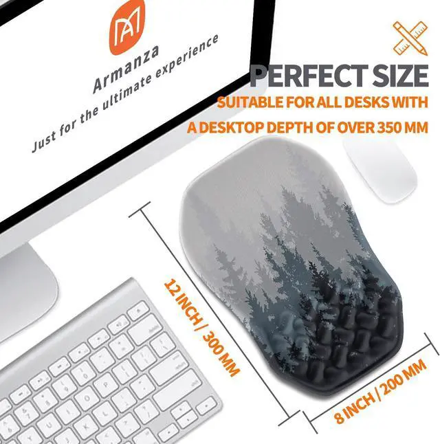 Alt view image 5 of 6 - Ergonomic Slope Mouse Pad Wrist Support Wrist Rest Mousepad for Carpal Tunnel Pain Relief with Massage Bulge and Slow Rebound Memory Foam (12x8 inch Forest)