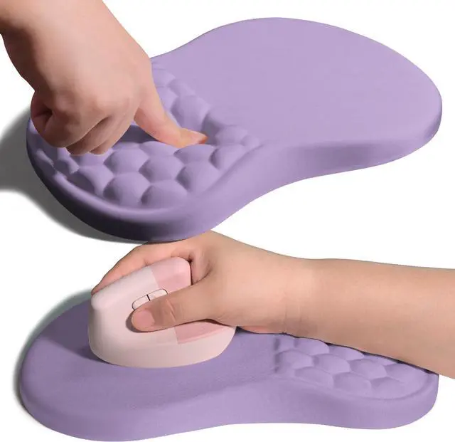 Main image of Ergonomic Joint Wrist Support Mouse Pad with Memory Foam Cushion Massage Bump Carpal Tunnel Pain Relief Mousepad Slope Design for Wrist Rest 11.8x7.9 in Pale Purple