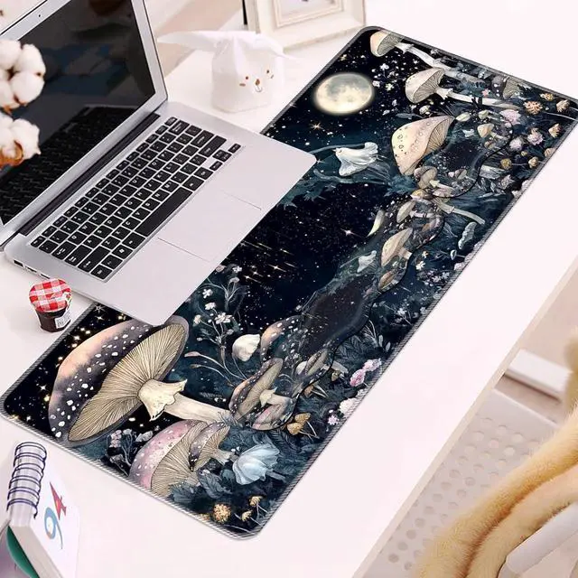 Alt view image 2 of 7 - Keyboard Wrist Rest and Mouse Pad Set 31.5x11.8 Inches Desk Mat Waterproof Non-Slip Ergonomic Wrist Support for Pain Relief Extended Desk Protector for Office Home Gaming Mushroom Galaxy