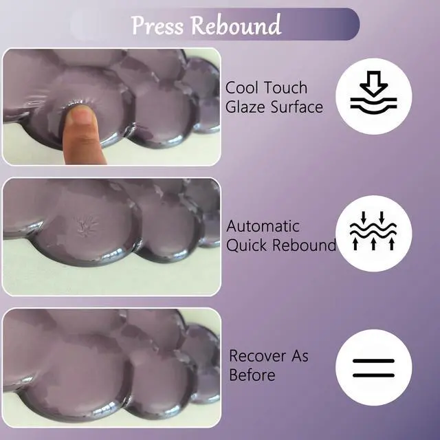 Alt view image 6 of 7 - Gel Cloud Wrist Rest for Keyboard and Mouse Gradient Purple Clear Keyboard Wrist Rest Transparent Ergonomic Cute Mouse Wrist Pad Silicone Non-Slip Wrist Pad for Computer Gaming Laptop Home Office