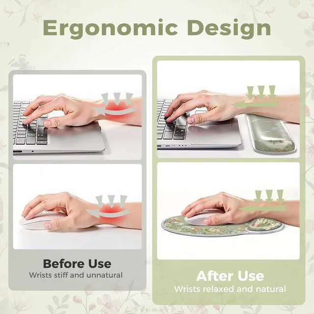 Alt view image 3 of 7 - Gel Wrist Rest for Keyboard and Mouse Ergonomic Mouse Pad Wrist Support for Typing Pain Relief Silicone Keyboard Cushion Hand Arm Cute Computer Wrist Rest for Women Girl