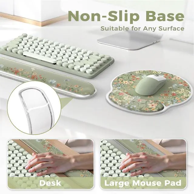 Alt view image 6 of 7 - Gel Wrist Rest for Keyboard and Mouse Ergonomic Mouse Pad Wrist Support for Typing Pain Relief Silicone Keyboard Cushion Hand Arm Cute Computer Wrist Rest for Women Girl