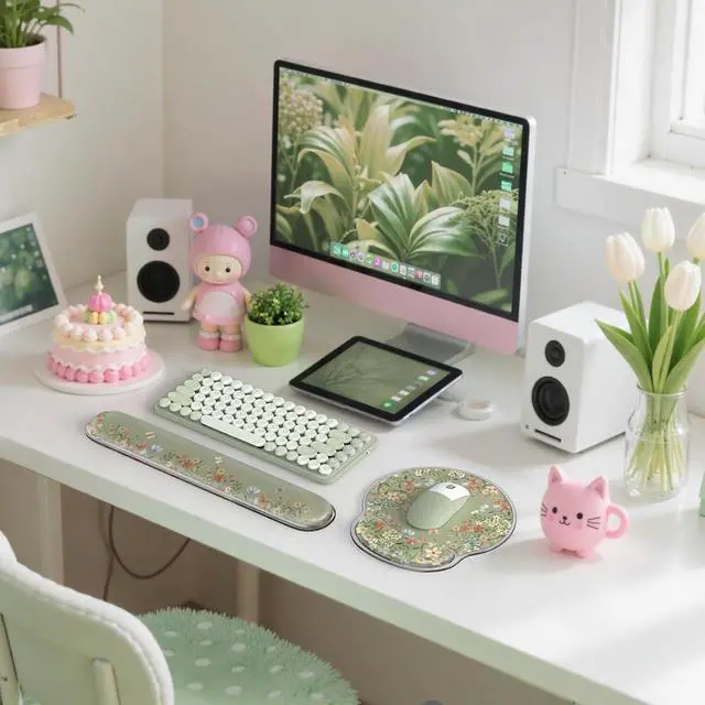 Alt view image 7 of 7 - Gel Wrist Rest for Keyboard and Mouse Ergonomic Mouse Pad Wrist Support for Typing Pain Relief Silicone Keyboard Cushion Hand Arm Cute Computer Wrist Rest for Women Girl