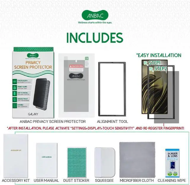 Alt view image 6 of 6 - Privacy Screen Protector for Galaxy S24 Ultra - Blue Light Blocking Film 6.8 with Alignment Tool Kit [1 Pack] - Support Fingerprint Unlock/Cell Phone Private Scratch Resistant Tempered Film