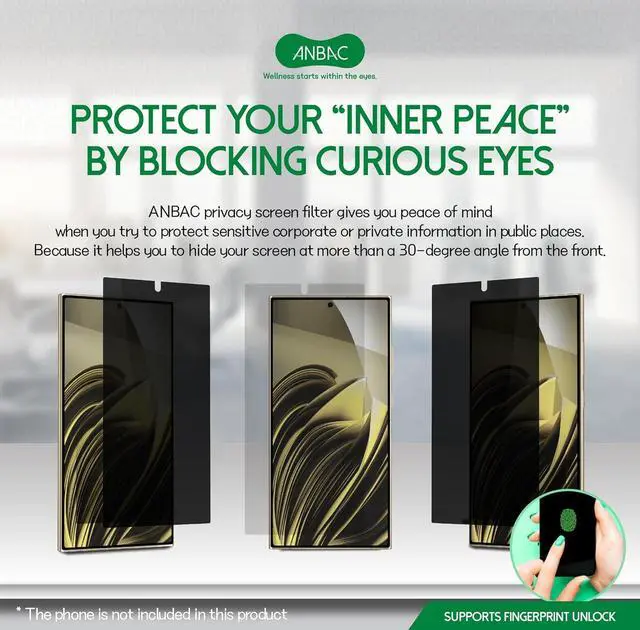 Alt view image 2 of 6 - Privacy Screen Protector for Galaxy S24 Ultra - Blue Light Blocking Film 6.8 with Alignment Tool Kit [1 Pack] - Support Fingerprint Unlock/Cell Phone Private Scratch Resistant Tempered Film