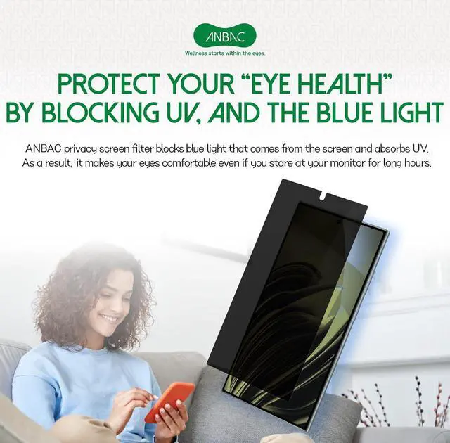 Alt view image 3 of 6 - Privacy Screen Protector for Galaxy S24 Ultra - Blue Light Blocking Film 6.8 with Alignment Tool Kit [1 Pack] - Support Fingerprint Unlock/Cell Phone Private Scratch Resistant Tempered Film