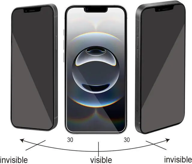 Alt view image 3 of 6 - Privacy Screen Protector for iPhone 16e / iPhone 14 / iPhone 13 / iPhone 13 Pro [6.1 Inch] 2 Pack Anti Spy Private Tempered Glass Anti-Scratch Case Friendly [Not for iPhone 16 6.1 Inch]