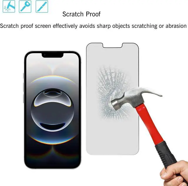 Alt view image 5 of 6 - Privacy Screen Protector for iPhone 16e / iPhone 14 / iPhone 13 / iPhone 13 Pro [6.1 Inch] 2 Pack Anti Spy Private Tempered Glass Anti-Scratch Case Friendly [Not for iPhone 16 6.1 Inch]