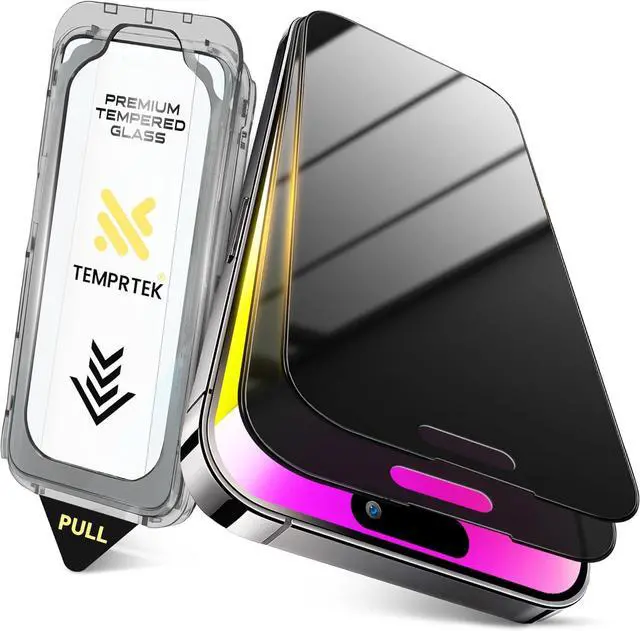 Main image of + 2 Pack for iPhone 16e/13/13 Pro/14 Privacy Screen Protector Privacy 9H Military Grade Scratch Fingerprint Resistance Anti-Glare Shatterproof Tempered Glass Anti-Spy Easy Installation Bubble Free