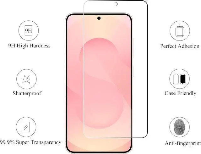 Alt view image 2 of 6 - Glass Screen Protector for Galaxy S25 3 Pack + 3 Pack Camera Lens Tempered Glass Fingerprint Unlock Compatible 0.25mm Anti-Scratch Case Friendly Clear - HD [Not For S25 Plus/S25 Edge/S25Ultra]
