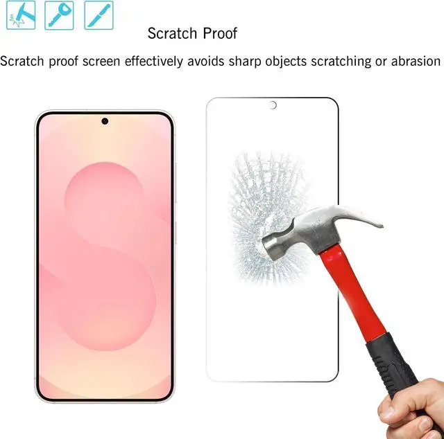 Alt view image 3 of 6 - Glass Screen Protector for Galaxy S25 3 Pack + 3 Pack Camera Lens Tempered Glass Fingerprint Unlock Compatible 0.25mm Anti-Scratch Case Friendly Clear - HD [Not For S25 Plus/S25 Edge/S25Ultra]