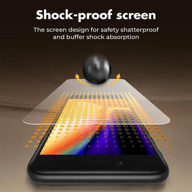 Alt view image 3 of 7 - Shatterproof Tempered Glass Screen Protector for iPhone SE 2022/SE 2020 iPhone 8/7 [3-Pack] [99.99% HD Clear] [Easy Installation Frame] [9H Hardness][Bubble Free] for  4.7