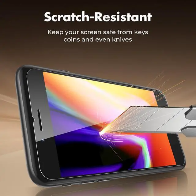 Alt view image 4 of 7 - Shatterproof Tempered Glass Screen Protector for iPhone SE 2022/SE 2020 iPhone 8/7 [3-Pack] [99.99% HD Clear] [Easy Installation Frame] [9H Hardness][Bubble Free] for  4.7