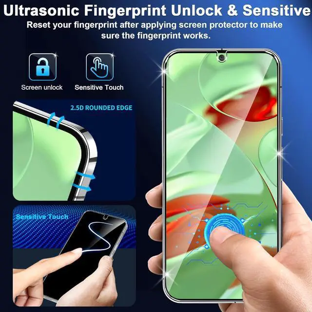 Alt view image 3 of 7 - [3+3 Pack] for Google Pixel 9 Screen Protector 9H Tempered Glass Ultrasonic Fingerprint Unlock Case Friendly HD Clear for Google Pixel 9 Tempered Glass Screen Protector 5G