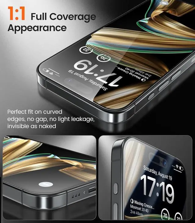 Alt view image 3 of 7 - -4 Pack for iPhone 16/iPhone 15 Screen Protector[6.1] 9H+ Hardness 12FT Military Grade Shatterproof Long Durable Tempered Glass Film with Flawless Fit Box HD Clear Scratch Resistant