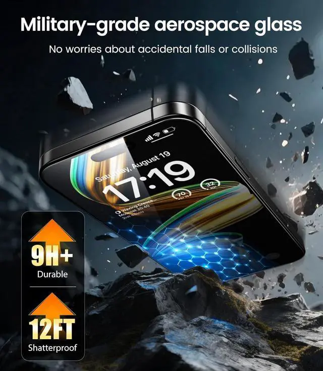 Alt view image 4 of 7 - -4 Pack for iPhone 16/iPhone 15 Screen Protector[6.1] 9H+ Hardness 12FT Military Grade Shatterproof Long Durable Tempered Glass Film with Flawless Fit Box HD Clear Scratch Resistant