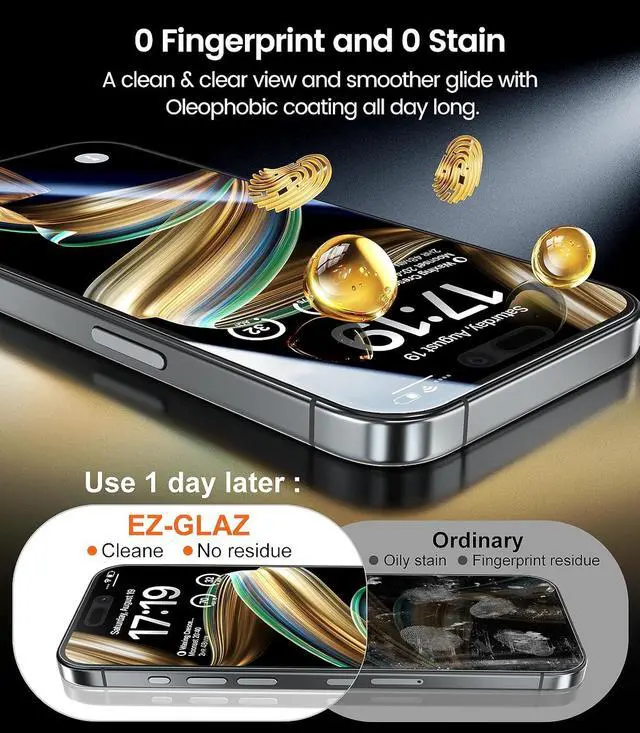 Alt view image 7 of 7 - -4 Pack for iPhone 16/iPhone 15 Screen Protector[6.1] 9H+ Hardness 12FT Military Grade Shatterproof Long Durable Tempered Glass Film with Flawless Fit Box HD Clear Scratch Resistant