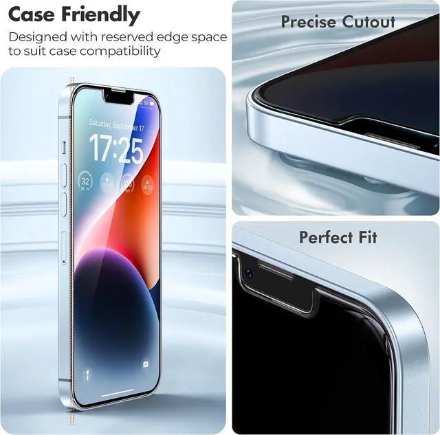 Alt view image 6 of 7 - 2-Pack Screen Protector for iPhone 16e/13/13 Pro/14 Double Shatterproof Tempered Glass [Easy Installation] [9H Hardness] [99.99% HD] [Case Friendly] for  13 Pro/13/14/16e 6.1 inch