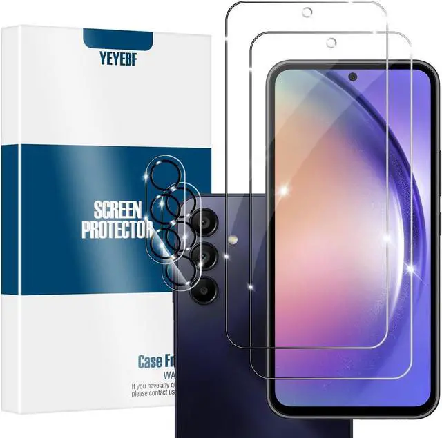 Main image of Galaxy A54 HD Clear Tempered Glass Screen Protector + Camera Lens Protectors [2+2 Pack] [3D Glass] [Anti-Glare] [Bubble-Free] Screen Protector Glass For  Galaxy A54