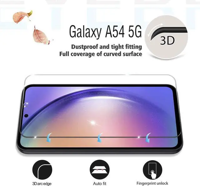 Alt view image 3 of 7 - Galaxy A54 HD Clear Tempered Glass Screen Protector + Camera Lens Protectors [2+2 Pack] [3D Glass] [Anti-Glare] [Bubble-Free] Screen Protector Glass For  Galaxy A54