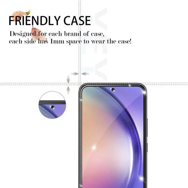 Alt view image 4 of 7 - Galaxy A54 HD Clear Tempered Glass Screen Protector + Camera Lens Protectors [2+2 Pack] [3D Glass] [Anti-Glare] [Bubble-Free] Screen Protector Glass For  Galaxy A54